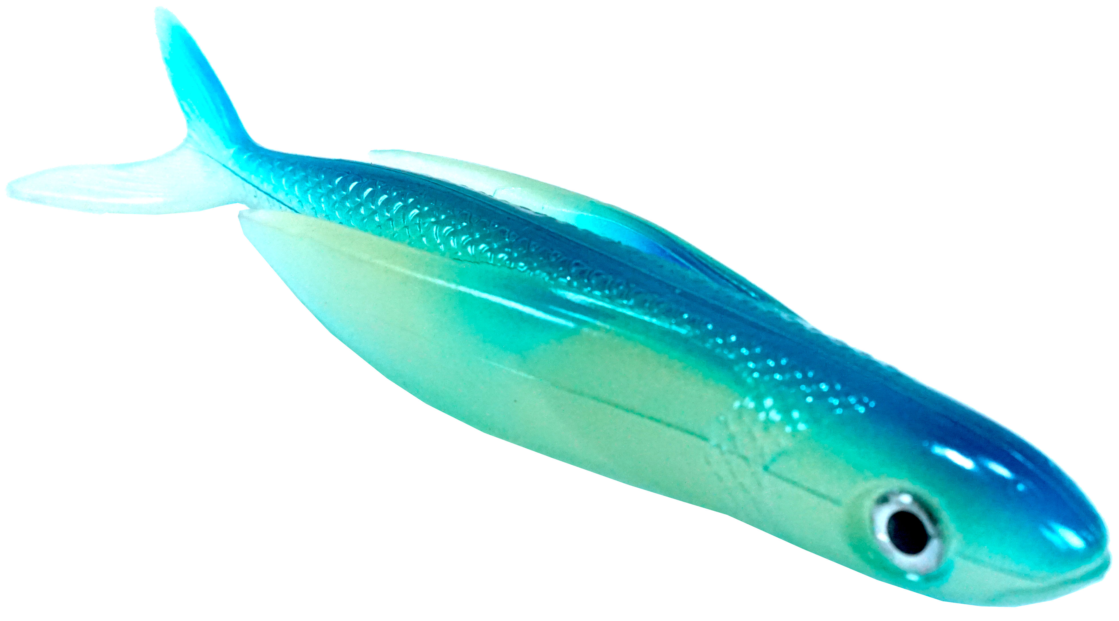 Almost Alive Lures 8.5" Soft Plastic Flying Fish with Swept Back Wing Bait Bright Blue/Glow