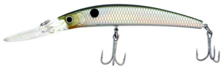 Deep Runner Hard Bait, Green and Silver with Black Dot, 5-3⁄4 Inch 2 Treble Hook