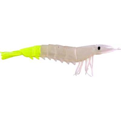 Artificial Shrimp 4-1/4" Pearl/Chartreuse 4 Pack - Almost Alive Lures