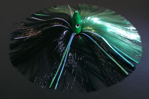 350G Green Bullet Head with Green/Black Hair with Mylar Flash