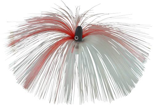 Witch Lure, Black Bullet Head, 60g, with 7 Inch Red, White Hair