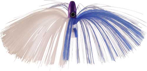 Witch Lure, Purple Bullet Head, 95g, with 7 Inch Blue, White Hair