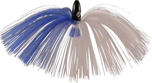 Witch Lure, Black Bullet Head, 95g, with 7 Inch Blue, White Hair