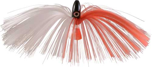 Witch Lure, Black Bullet Head, 95g, with 7 Inch Red, White Hair