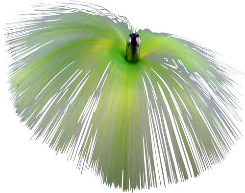 Witch Lure, Chrome Jet Head, 62g, with 6-1⁄2 Inch Chartreuse Hair