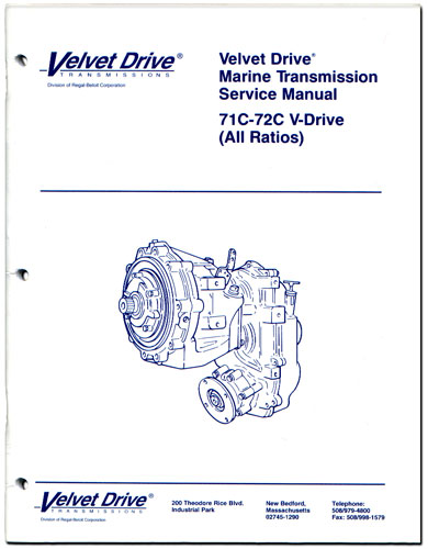 Service Repair Parts Manual Book for Velvet Drive V-Drive Marine Transmission