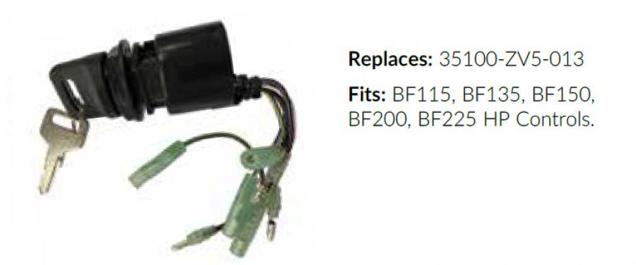 Combination Key Switch for Honda Replaces: 35100-ZV5-013Fits:BF115,BF135,BF150,BF200, BF225 HP Controls.