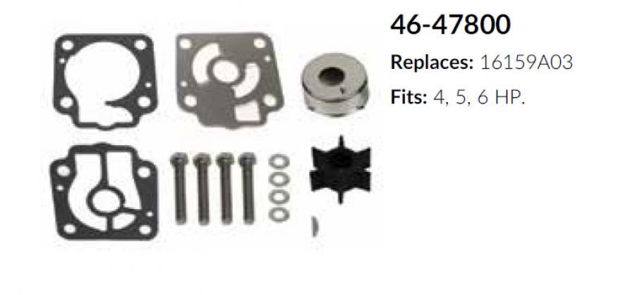 Impeller Repair Kit for Mercury Mariner Fits: 4, 5, 6 HP.