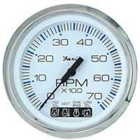 Tachometer , System Check 7K, Chesapeake White Stainless Steel (TC9881) 4 Inch