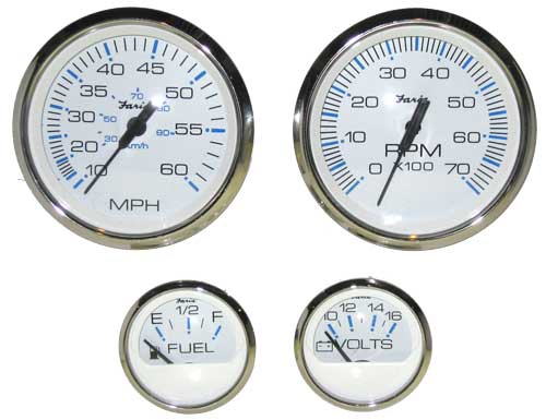Gauge Set, Outboard, Chesapeake White Stainless Steel