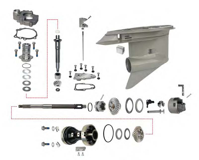 Lower Unit Assembly Kit, OMC Cobra 1.86