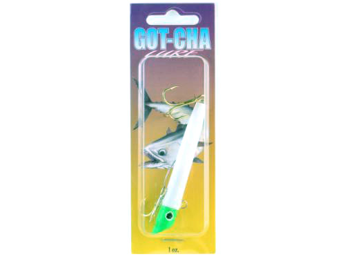 Gotcha G106GH Lure White Plastic 3" 1oz Green Head Gold Hooks