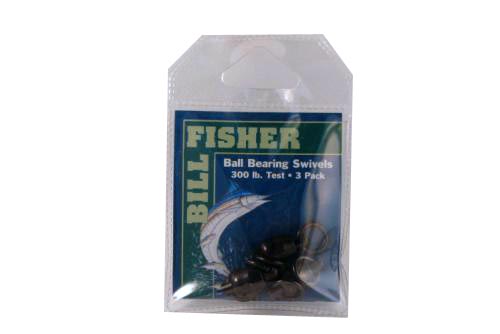 Billfisher BBS8-3PK Ball Brg Swivel Blk 2-Ring 300Lb 3Pk