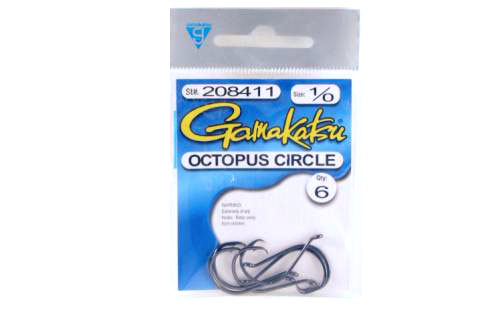 Gamakatsu 208411 Octopus Circle Hks Loose 6Pk Sz1/0 NS Blk