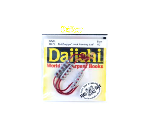 Daiichi D67Z-4/0 Butt Dragger Hooks 3Pk Ziplock Sz4/0 Bleeding Bait Red
