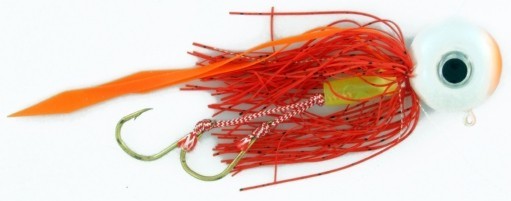 Vertical Jig with Assist Hook Orange/White 0.6 ounce - Almost Alive Lures