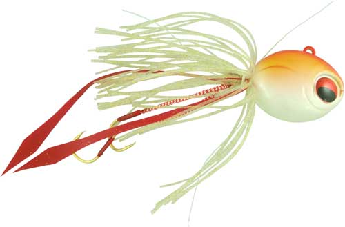 Vertical Jig with Assist Hook Orange/White 2.7 ounce - Almost Alive Lures