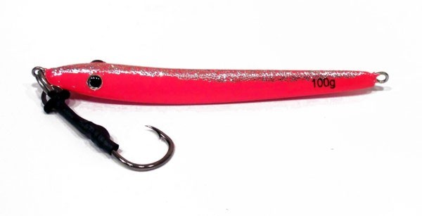 Vertical Jig Jabbah Red/Glitter 3.5 ounce - Almost Alive Lures