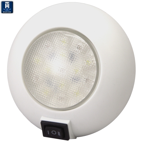 LED Marine Dome Light 4" Surface Mount With Switch Red and White Combo