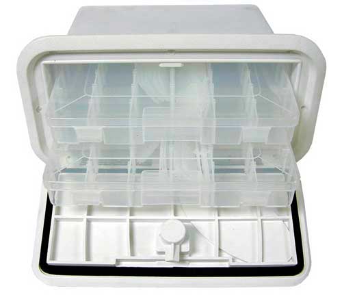 Fishing Tackle Box 7 Inch x 14 Inch 2-Drawer Polar White 2 trays