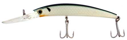 Deep Runner Hard Bait, Green and White with Black Speck, 5-3⁄4 Inch 2 Treble Hook