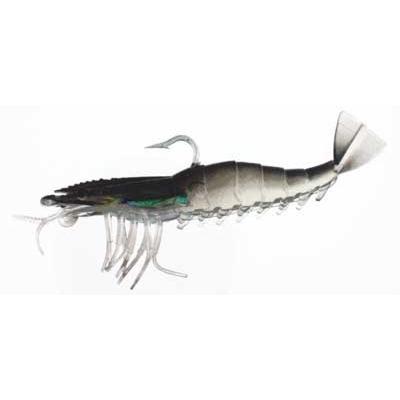 Shrimp, 4 inch, Clear and Black with Hook, 5 pack