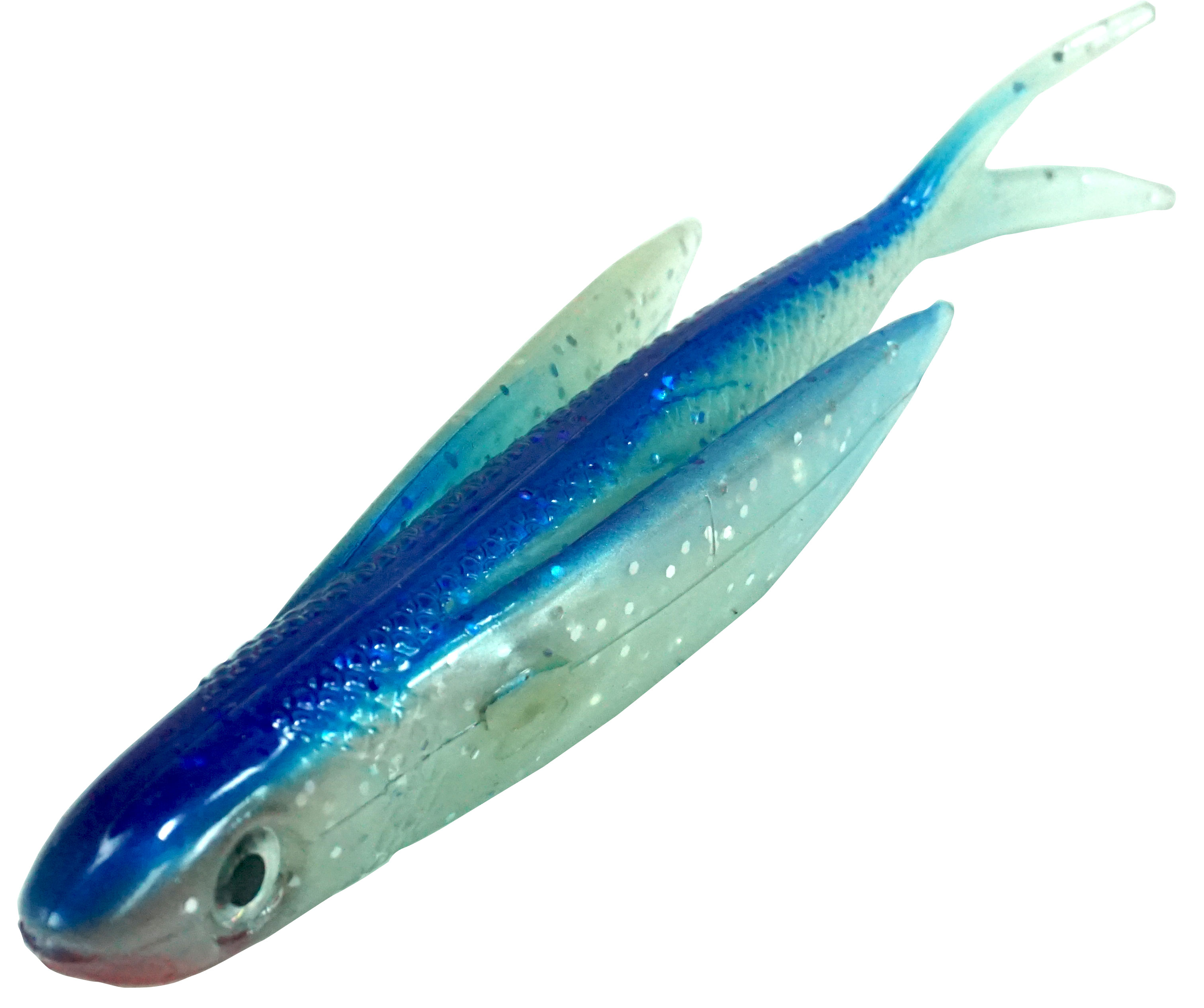 Almost Alive Lures 6" Soft Plastic Flying Fish with Swept Back Wing Bait Blue Back/Red Nose