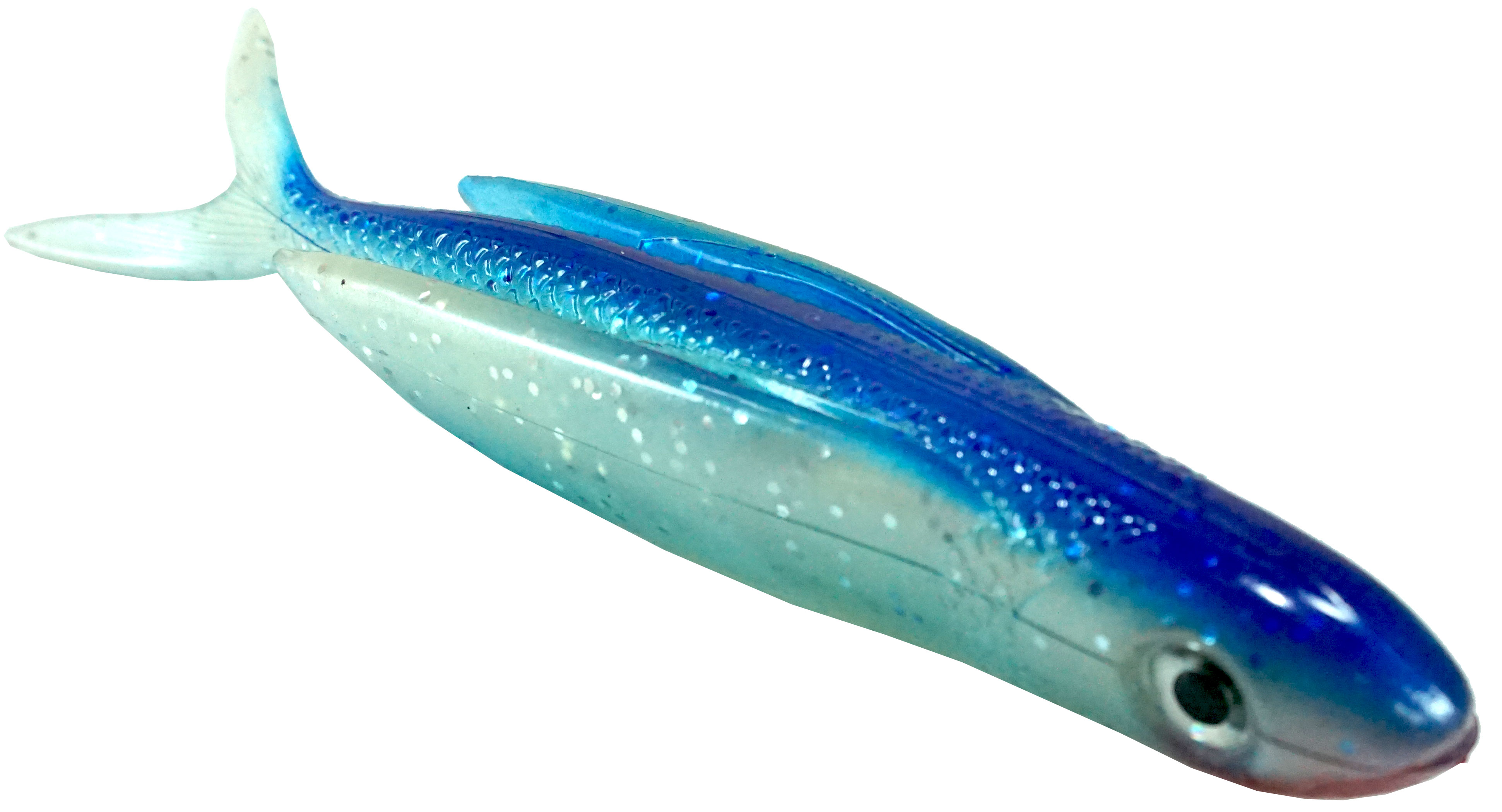 Almost Alive Lures 8.5" Soft Plastic Flying Fish with Swept Back Wing Bait Blue Back/Red Nose