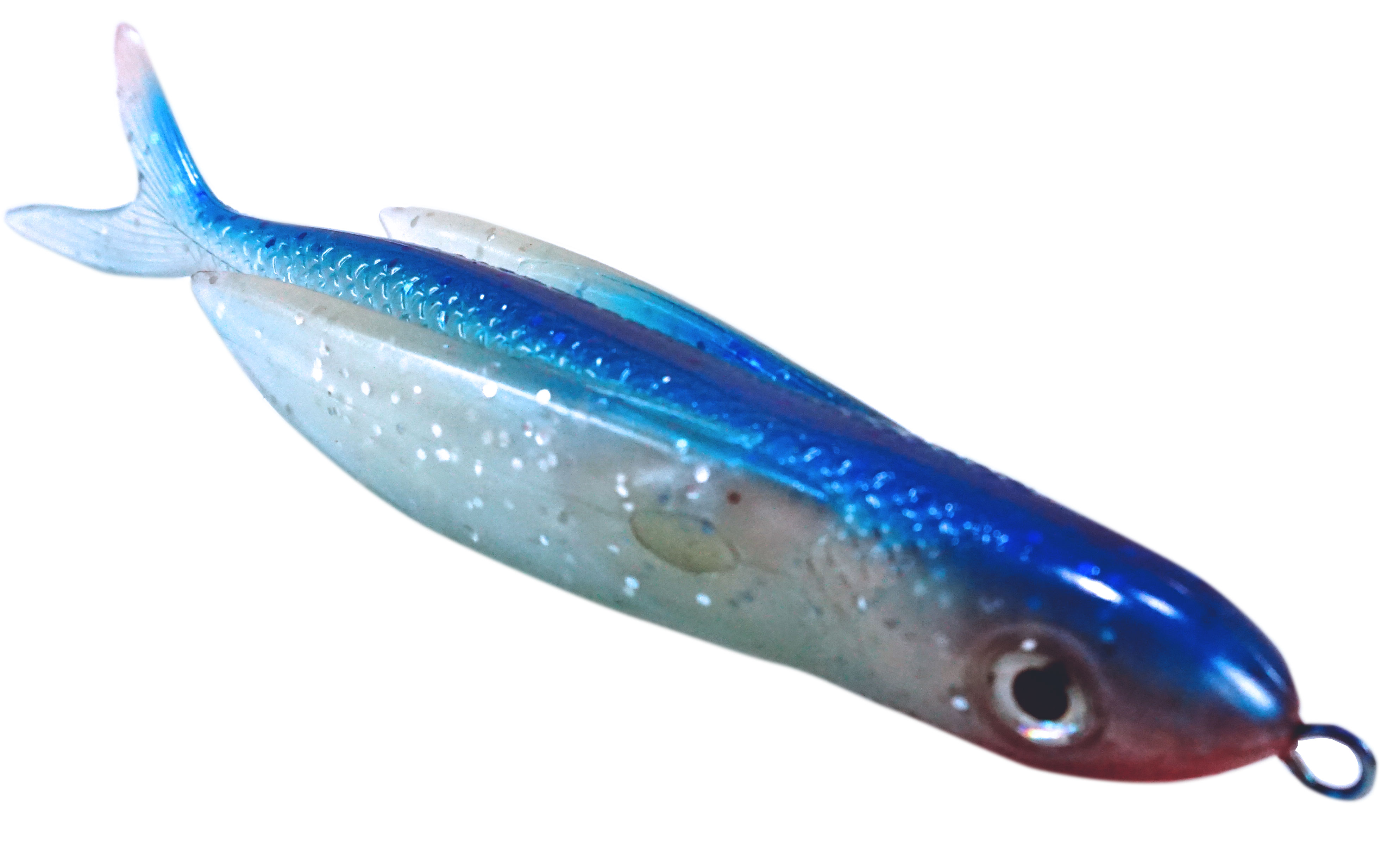 Almost Alive Lures 8.5" Soft Plastic Flying Fish with Swept Back Wing Bait Blue Back/Red Nose with Spring