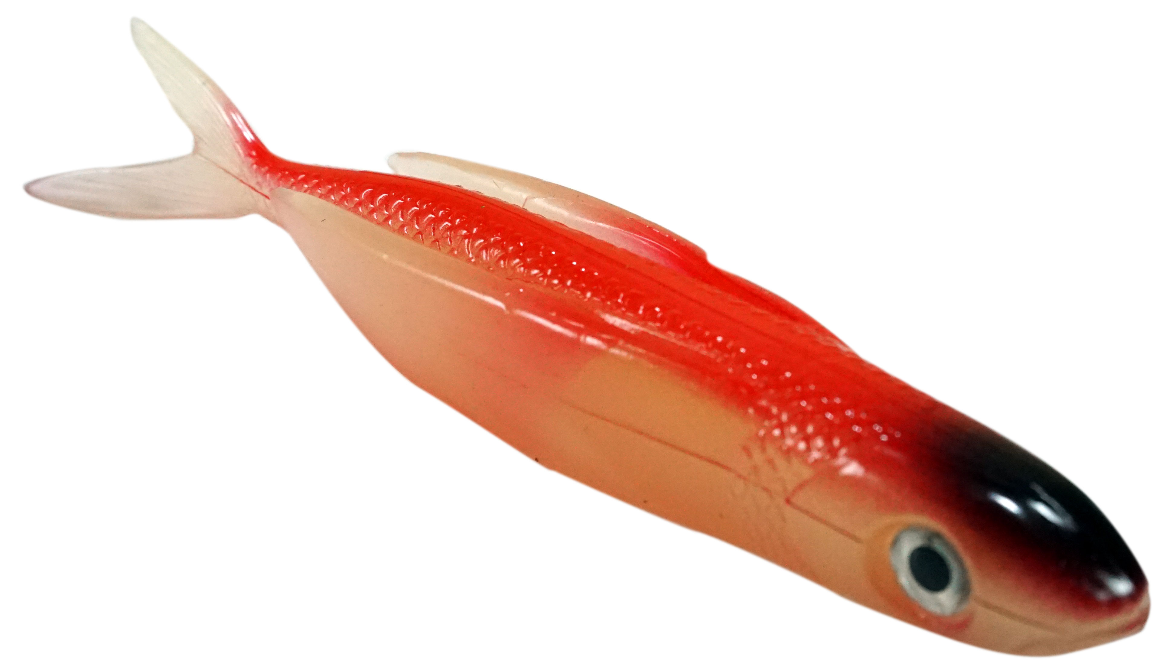 Almost Alive Lures 8.5" Soft Plastic Flying Fish with Swept Back Wing Bait Red/Black Nose/Clear