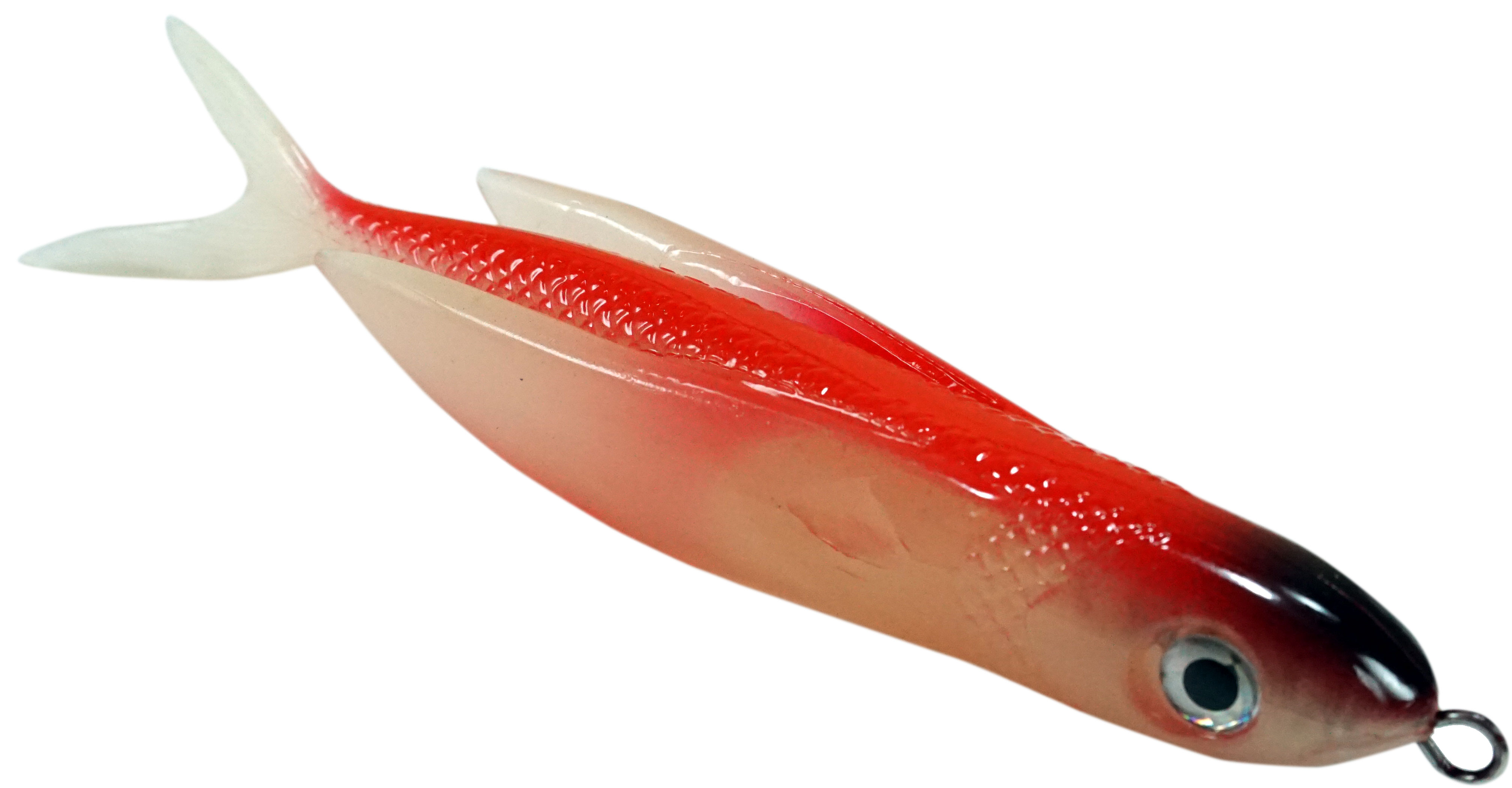 Almost Alive Lures 8.5" Soft Plastic Flying Fish with Swept Back Wing Bait Red/Black Nose/Clear with Spring