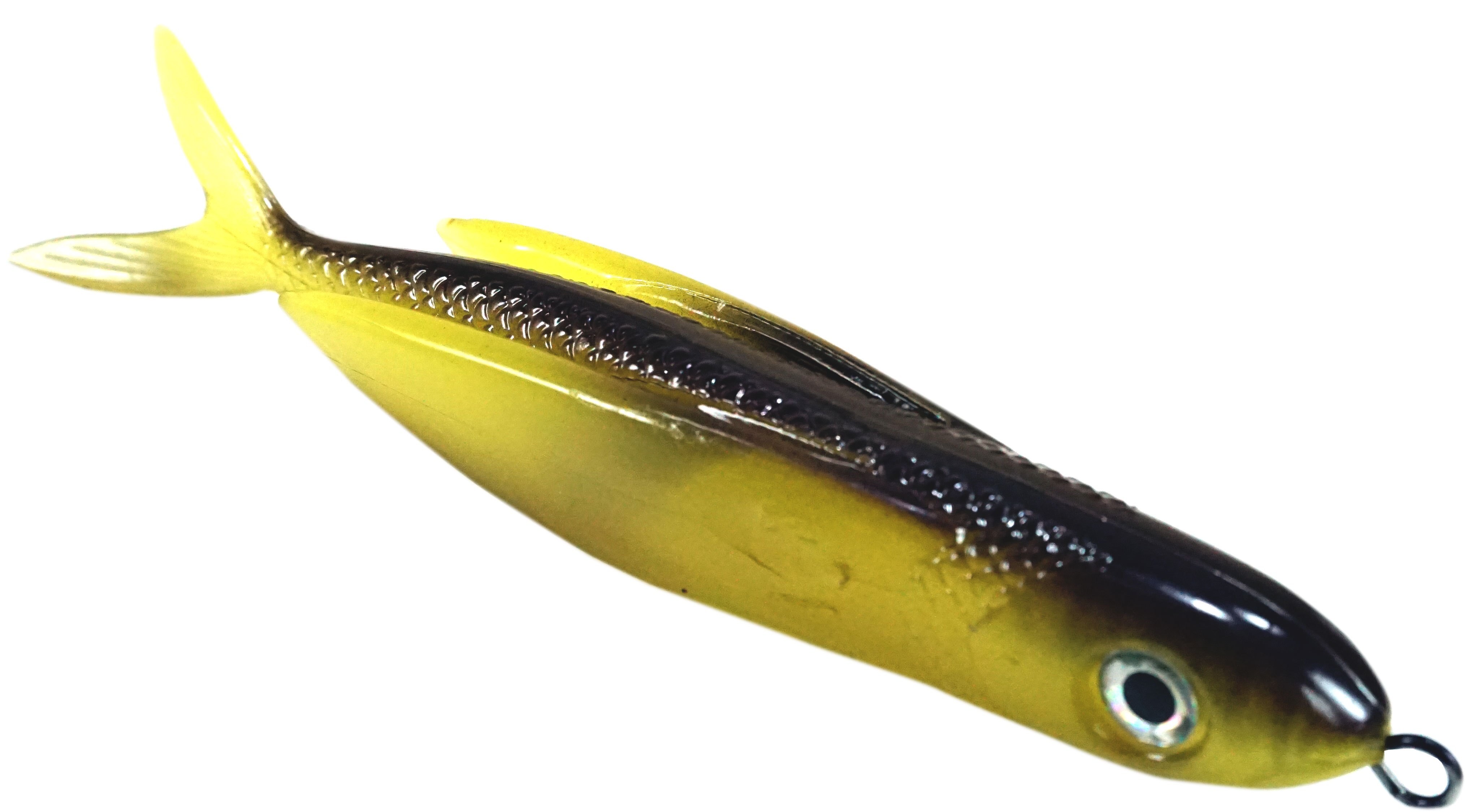 Almost Alive Lures 8.5" Soft Plastic Flying Fish with Swept Back Wing Bait Brown/Yellow with Spring