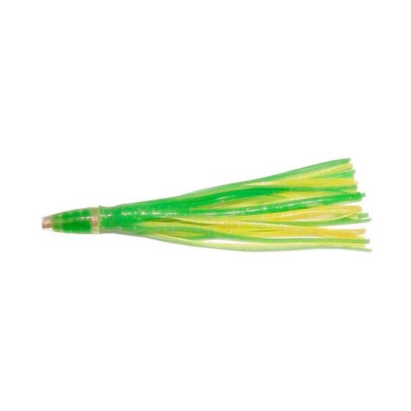 Bullet Head Trolling Lure, 6 inch Green and Yellow Skirt