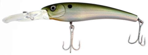 Deep Runner Hard Bait, Green and Silver with Black Dot, 8-1⁄4 Inch 2 Treble Hook
