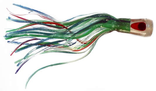 Lookout Bite Resin Head Trolling Lure Clear Head Blue Green Clear Squid Skirt 7 Inch