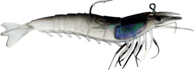 Artificial Shrimp Rigged 4-1/4" Black/Clear 4 Pack - Almost Alive Lures