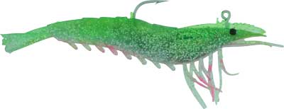 Artificial Shrimp Rigged 4-1/4" Green/Pink 4 Pack - Almost Alive Lures