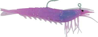 Artificial Shrimp Rigged 4-1/4" Purple Flake 4 Pack - Almost Alive Lures