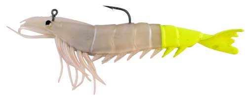 Artificial Shrimp Rigged 6" Pearl/Chartreuse 2 Pack - Almost Alive Lures