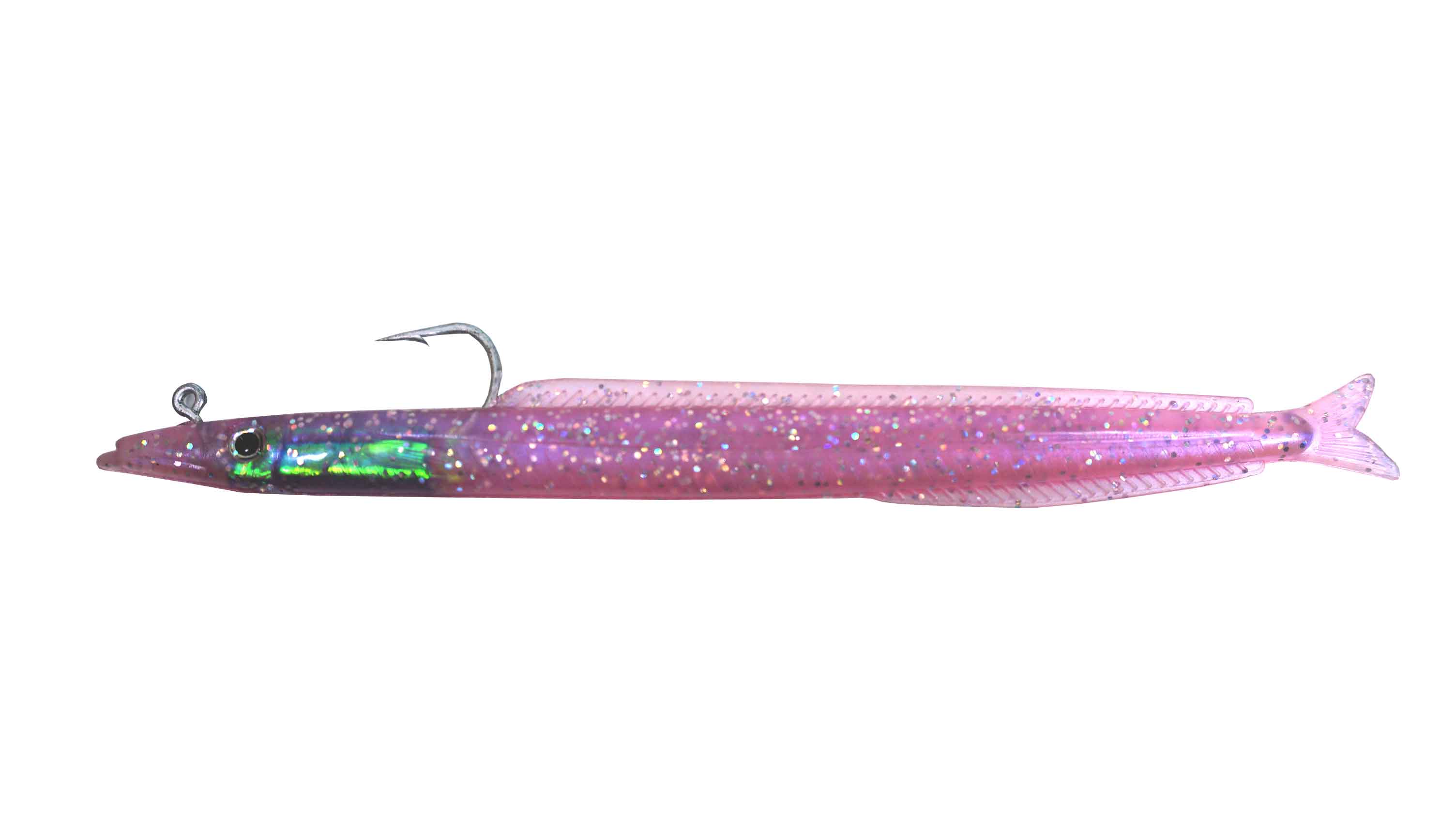 Almost Alive 5" Soft Sand Eel Lure Purple Flake Rigged
