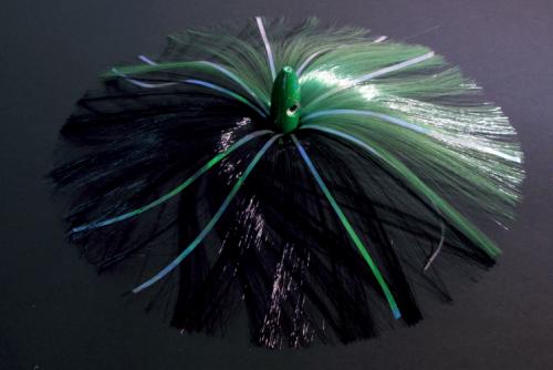 180G Green Bullet Head with Green/Black Hair with Mylar Flash