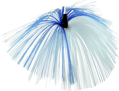 Witch Lure, Black Bullet Head, 60g, with 7 Inch Blue, White Hair
