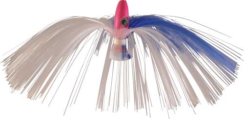 Witch Lure, Hot Pink Bullet Head, 95g, with 7 Inch Blue, White Hair