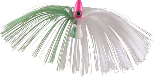 Witch Lure, Hot Pink Bullet Head, 95g, with 7 Inch Green, White Hair