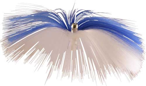 Witch Lure, Chrome Jet Head, 62g, with 6-1⁄2 Inch Blue, White Hair