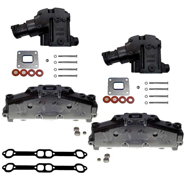 Exhaust Manifold Kit for Mercruiser Dry-Joint GM Small Block V8 2004-Newer with 14 Degree Risers
