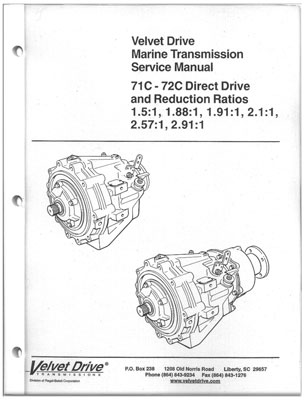 Service Repair Parts Manual Book Inline Velvet Drive Marine Transmission