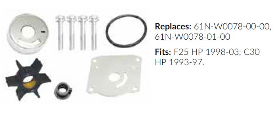 Yamaha water pump repair kit Replaces: 61N-W0078-00-00, 61N-W0078-01-00