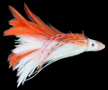 Tuna Feather Pink, Blue Skirt with Orange and White Feathers 2 oz