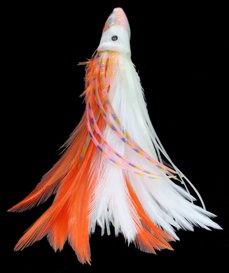 Tuna Feather Pink, Blue Skirt with Orange and White Feathers 2 oz